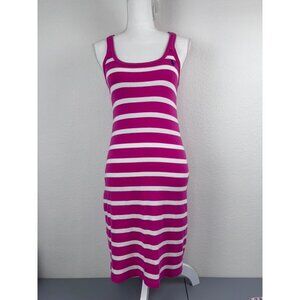 Ralph‎ Lauren Sport women's medium pink white striped bodycon 90's knit dress